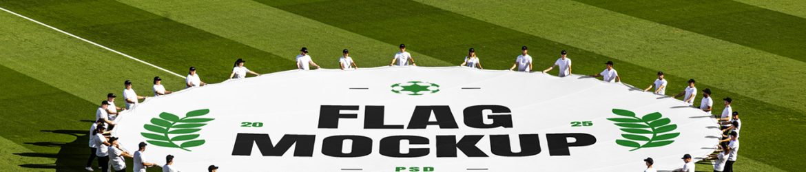 Free Circle Flag on a Stadion Mockup