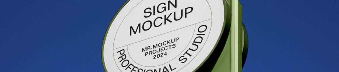 Free Circle Restaurant Sign Mockup