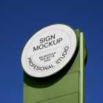 Free Circle Restaurant Sign Mockup