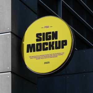Free Circle Sign PSD Mockup