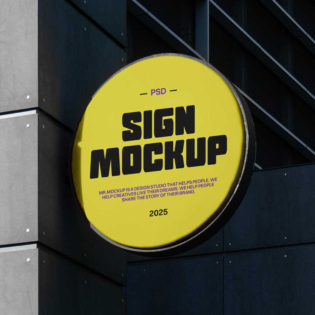 Free Circle Sign PSD Mockup
