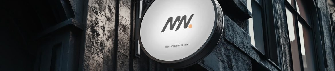 Free Circle Signboard Mockup On Building Wall
