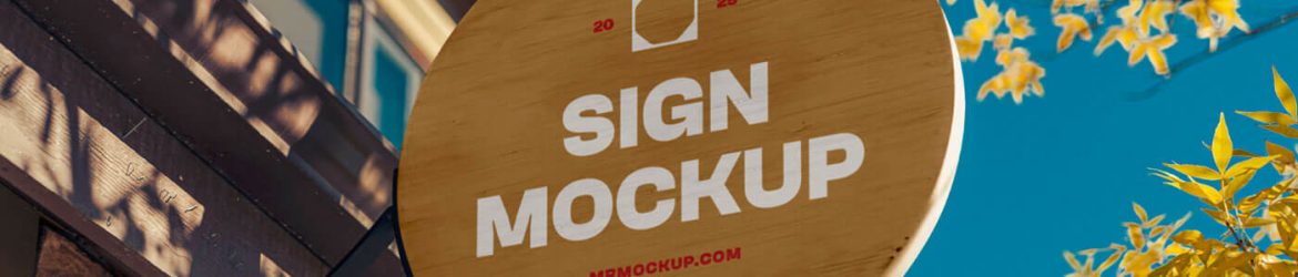 Free Circle Wooden Sign Mockup PSD