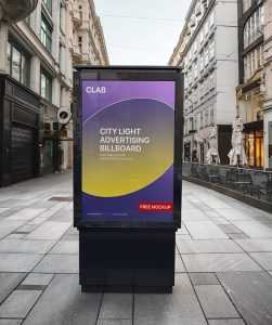 Free City Street Light Advertising Billboard Mockup PSD