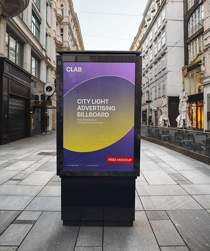 Free City Street Light Advertising Billboard Mockup PSD