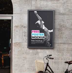 Free City Wall Framed Poster Mockup PSD