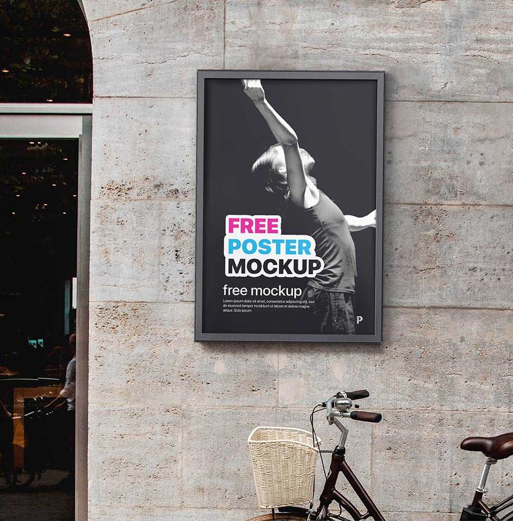 Free City Wall Framed Poster Mockup PSD