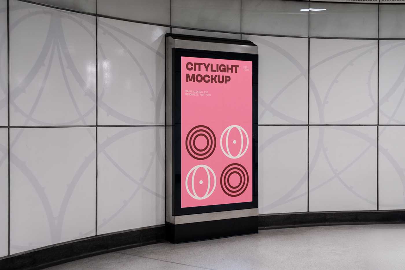 Free Citylight in the White Wall Mockup