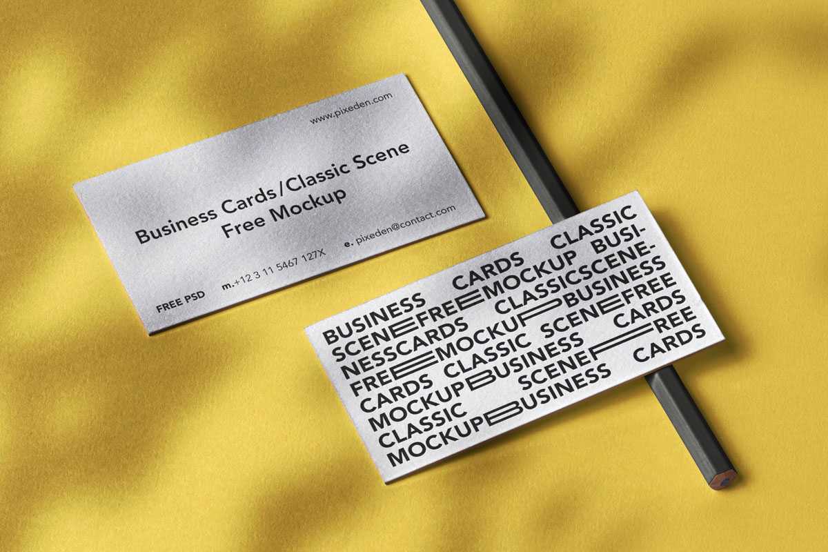 Free Classic Business Card Mockup Scene PSD