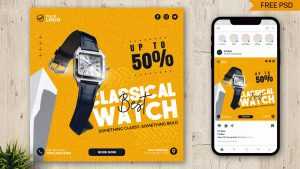 Free Classical Watch Product Instagram Post Design PSD Template