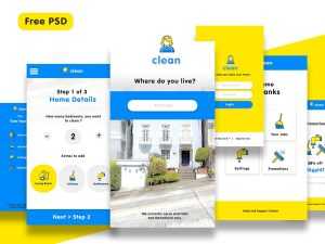 Free Cleaning Service App UI Kit PSD