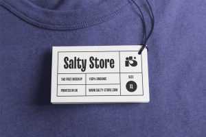 Free Clothing Label Tag Mockup Featuring on a Round Neck T-Shirt