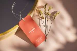 Free Clothing Label Tag Mockup PSD Scene