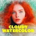Free Cloudy Watercolor Photo Effect PSD file