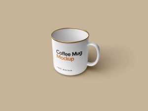 Free Coffee Cup - Enamel Mug Mockup PSD