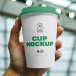 Free Coffee Cup in Hand Mockup