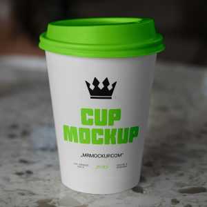 Free Coffee Cup on a Countertop Mockup