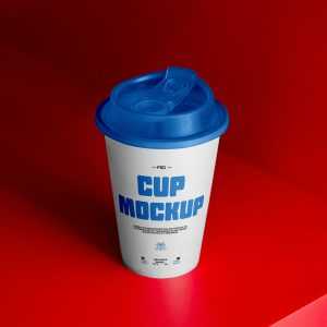 Free Coffee Cup on The Shelf Mockup