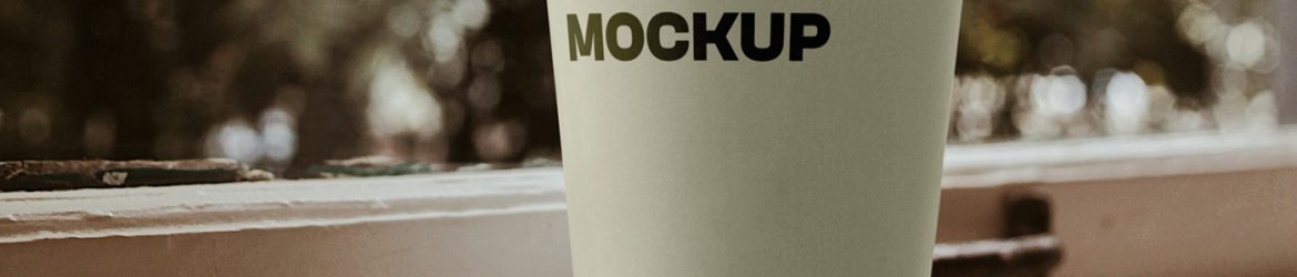Free Coffee Cup on Window Ledge Mockup