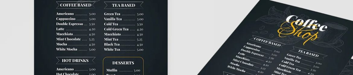 Free Coffee Shop Menu Card PSD Template + Vector