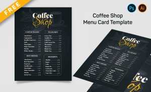 Free Coffee Shop Menu Card PSD Template + Vector