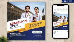 Free College Admission Open Instagram Post Design Template PSD