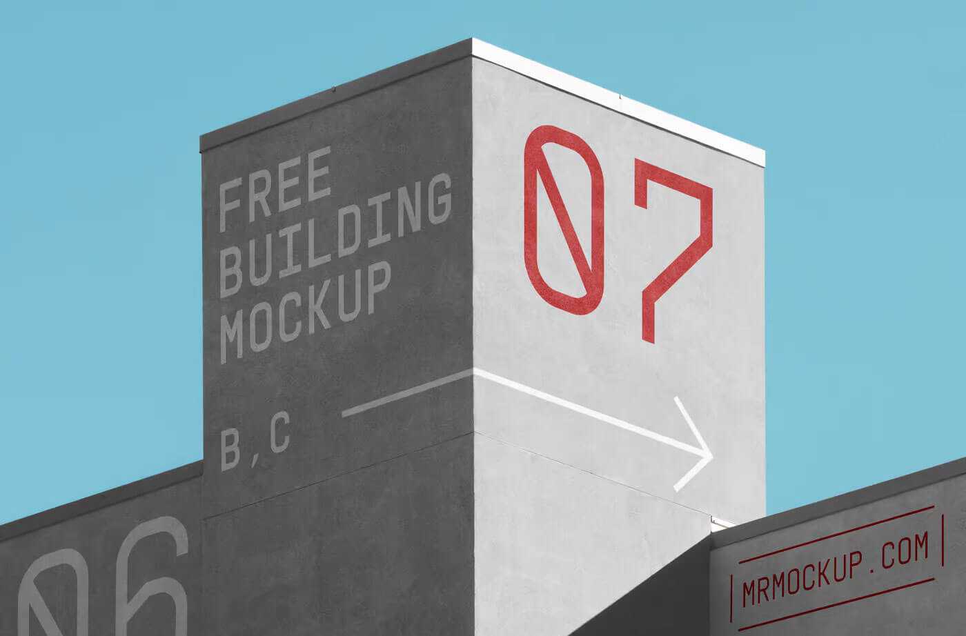 Free Concrete Building Painted Sign and Logo Mockup PSD