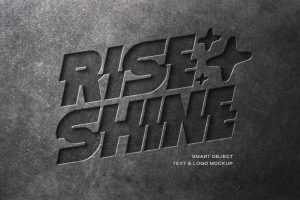 Free Concrete Engraved Text and Logo Mockup PSD