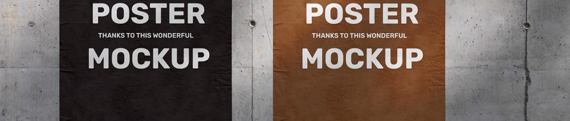 Free Concrete Wall Glued Poster Mockup PSD