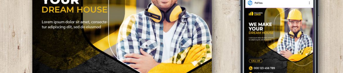 Free Construction Builders Social Media Post PSD Template