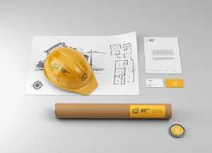 Free Construction Company Logo Branding Mockup PSD