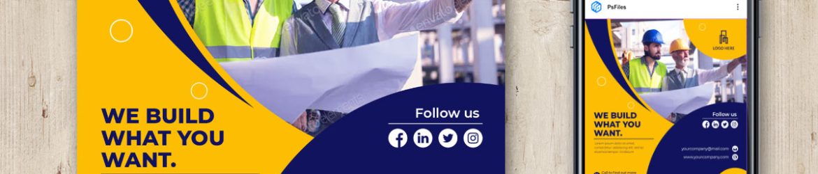 Free Construction Company Social Post Design PSD Template