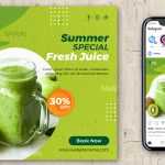 Free Cool Fresh Juice Social Media Post Design PSD Template