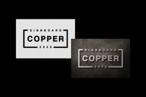 Free Copper Embossed Signboard Text Logo Mockup PSD