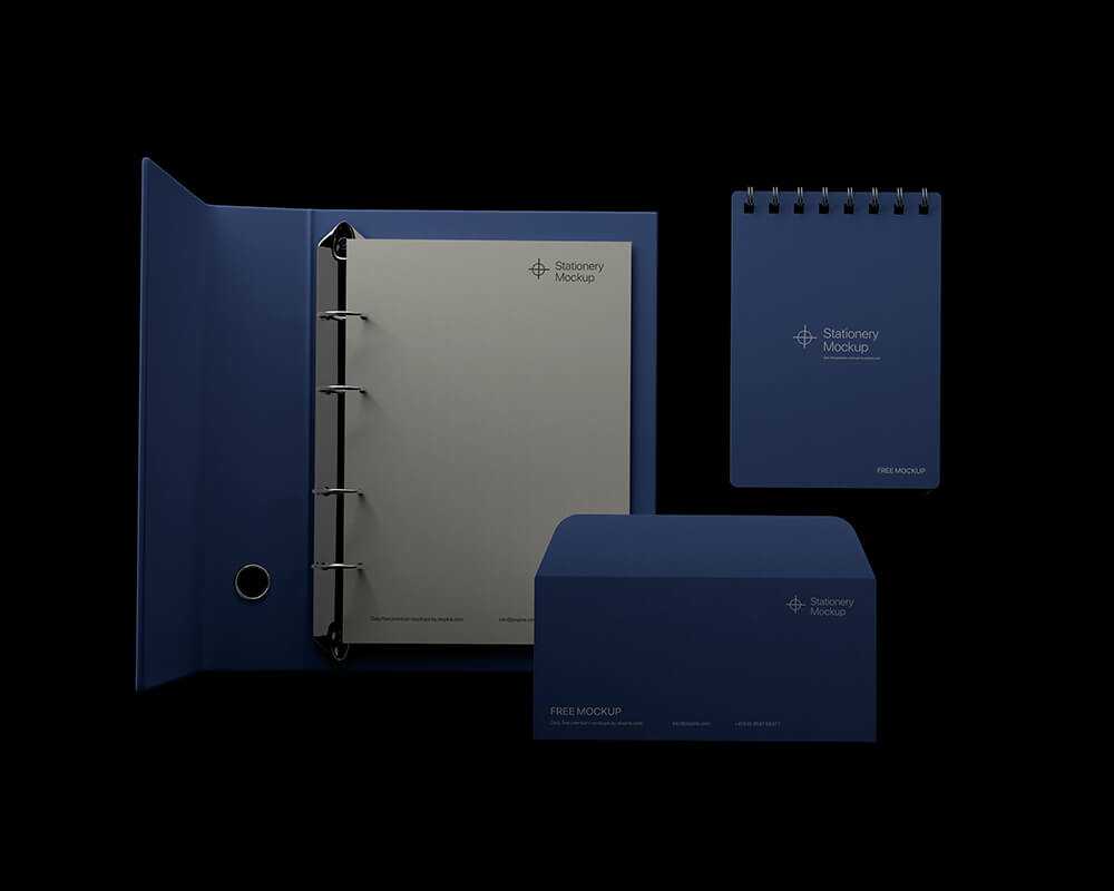 Free Corporate Logo Branding Stationery PSD Mockup - File Binder, Notepad, Envelope Cover