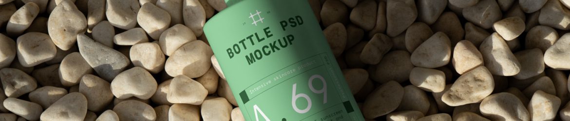 Free Cosmetic Bottle on the Beach Mockup