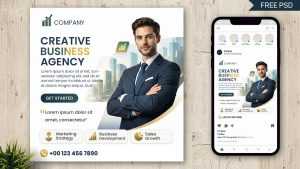 Free Creative Business Agency Social Media Post Design PSD file Template