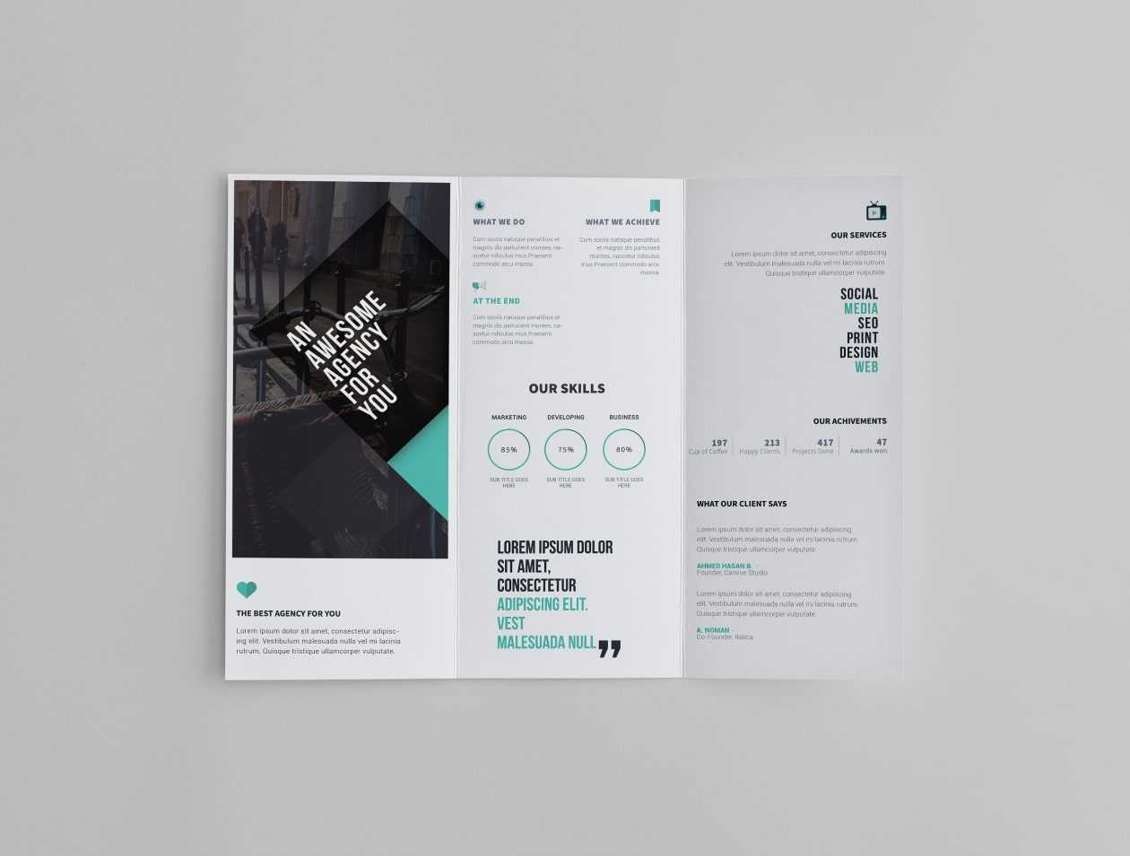 Free Creative Design Studio Tri-Fold Brochure PSD Template
