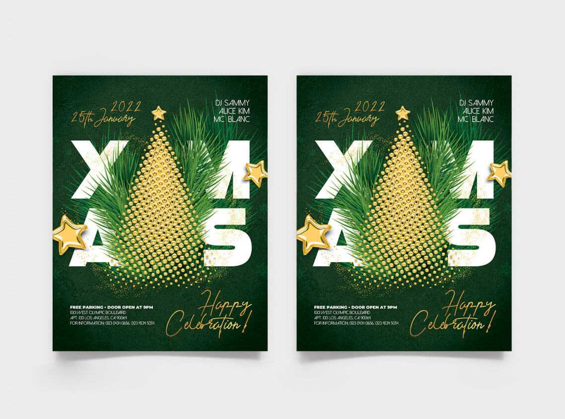 Free Creative Happy Xmas Party Flyer PSD Template + Insta Post