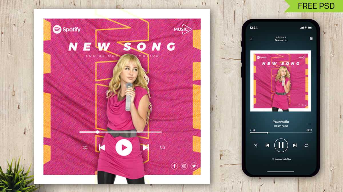 Free Creative Spotify Music Cover Art Design PSD Template