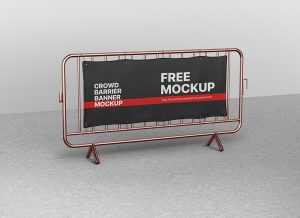 Free Crowd Barrier Banner Mockup PSD