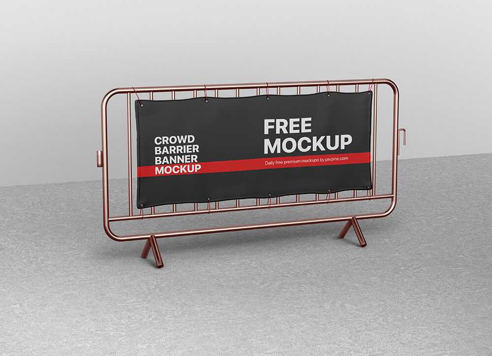 Free Crowd Barrier Banner Mockup PSD