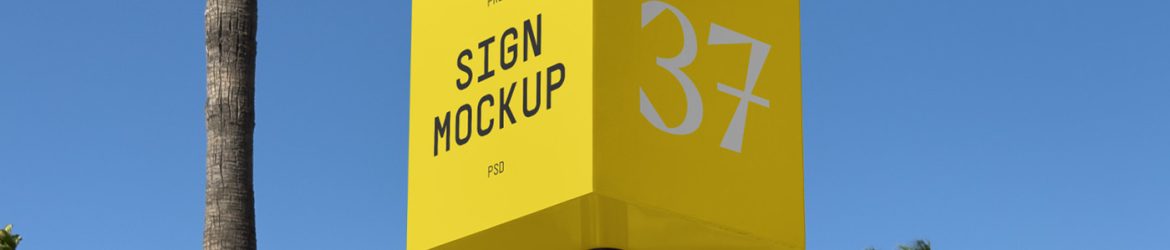 Free Cube Sign Mockup