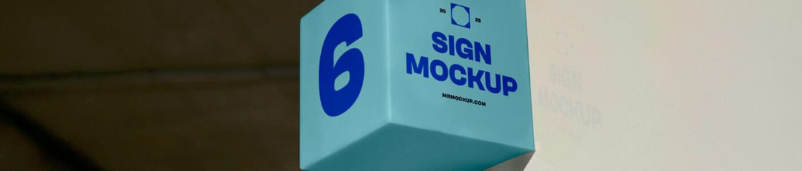 Free Cube Wall Sign Mockup PSD