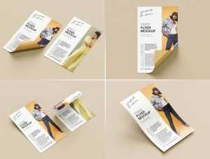 Free Curved A4 Paper Flyer Mockups PSD set