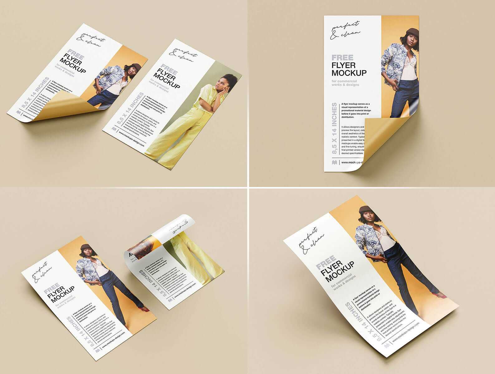 Free Curved A4 Paper Flyer Mockups PSD set