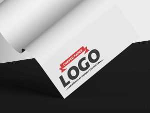 Free Curved Paper Logo Mockup PSD PSD
