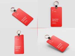 Free Custom Plastic Card Keychain Mockup PSD Set