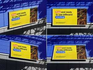 Free Customizable Industrial Billboard Mockup PSD set