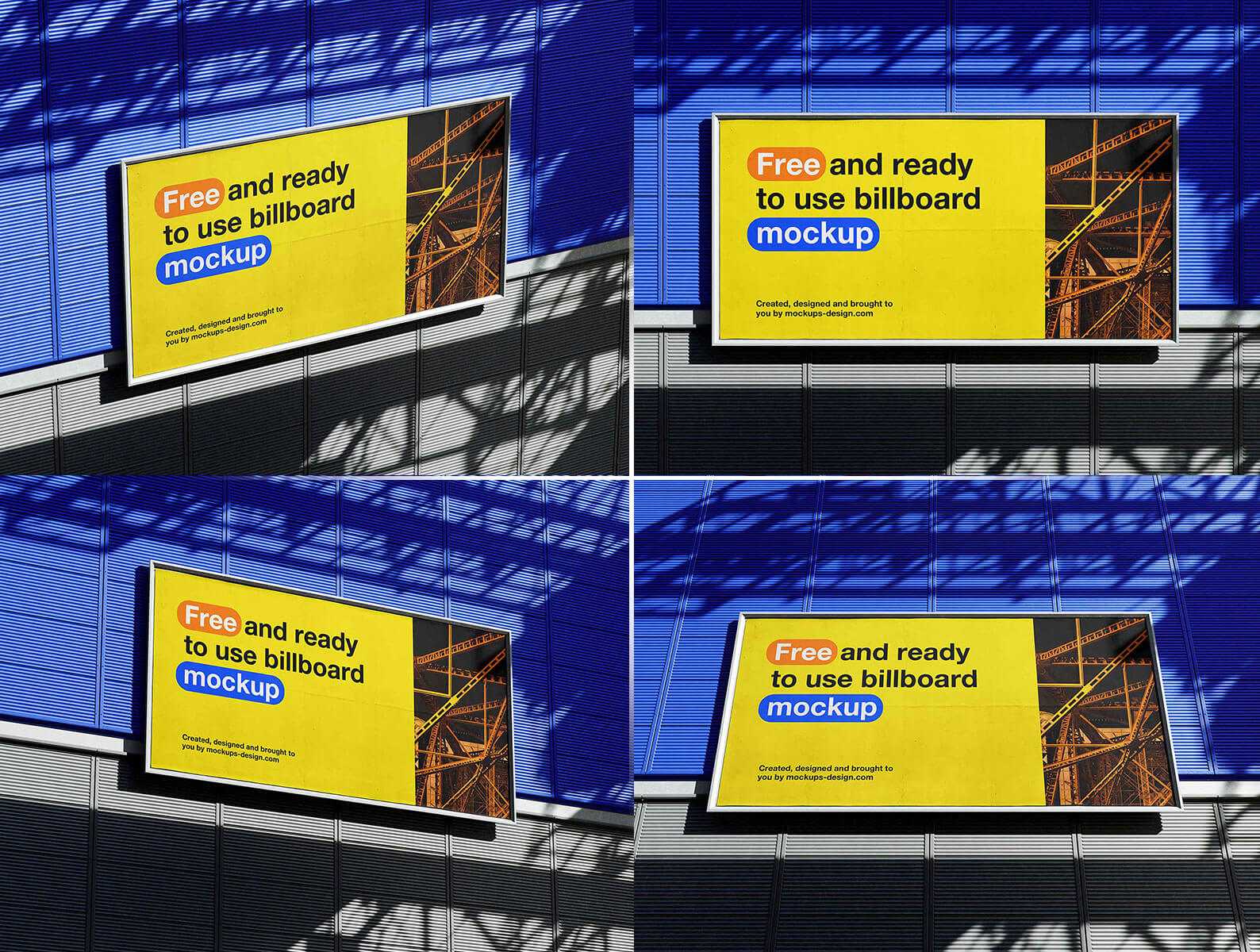 Free Customizable Industrial Billboard Mockup PSD set